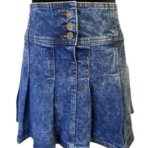 Pleated Demin Jean Button Fly Sexy Short Skirt NWT No Boundaries Size Large